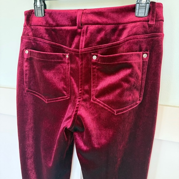 NY Collection Mid Rise Velvet Pants Women’s 6 Red Whimsigoth Dark Romantic - Picture 4 of 8
